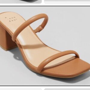 A New Day Tan Strappy Block Heel Sandal